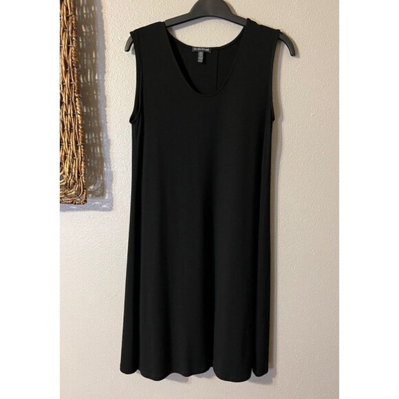 Eileen Fisher Dress Black XS Extra Small Stretch Pleat Back Sleeveless NEW - Picture 4 of 4